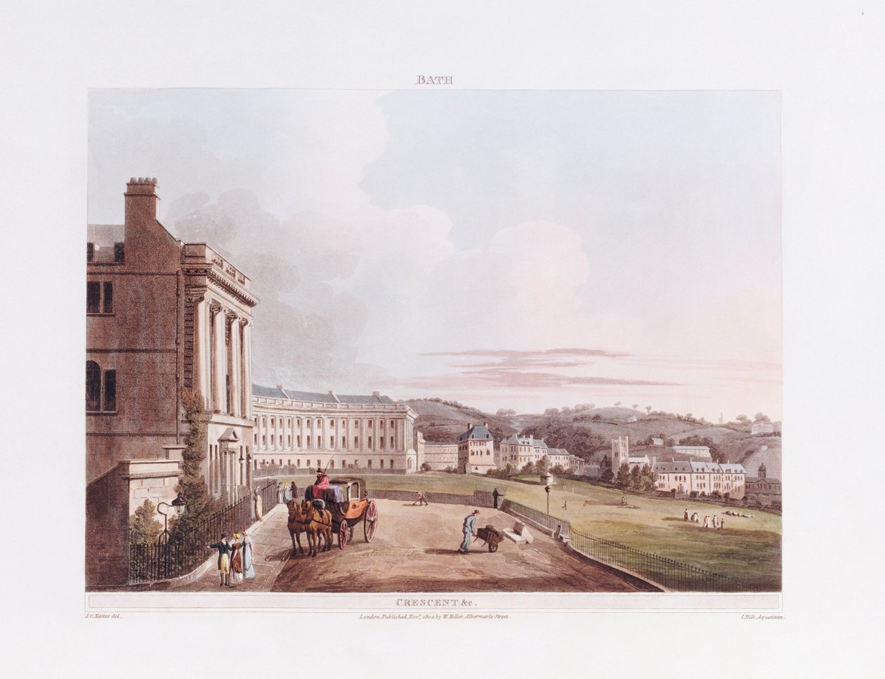 Halvmånen, fra "Bath Illustrated by a Series of Views", 1806 af John Claude Nattes