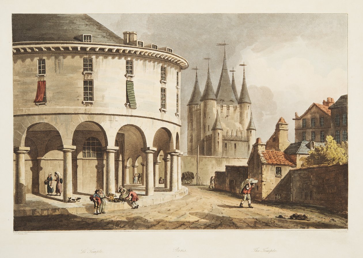 Templet, illustration fra Versailles, Paris og Saint Denis, pub. 1805 (akvatint) af John Claude Nattes