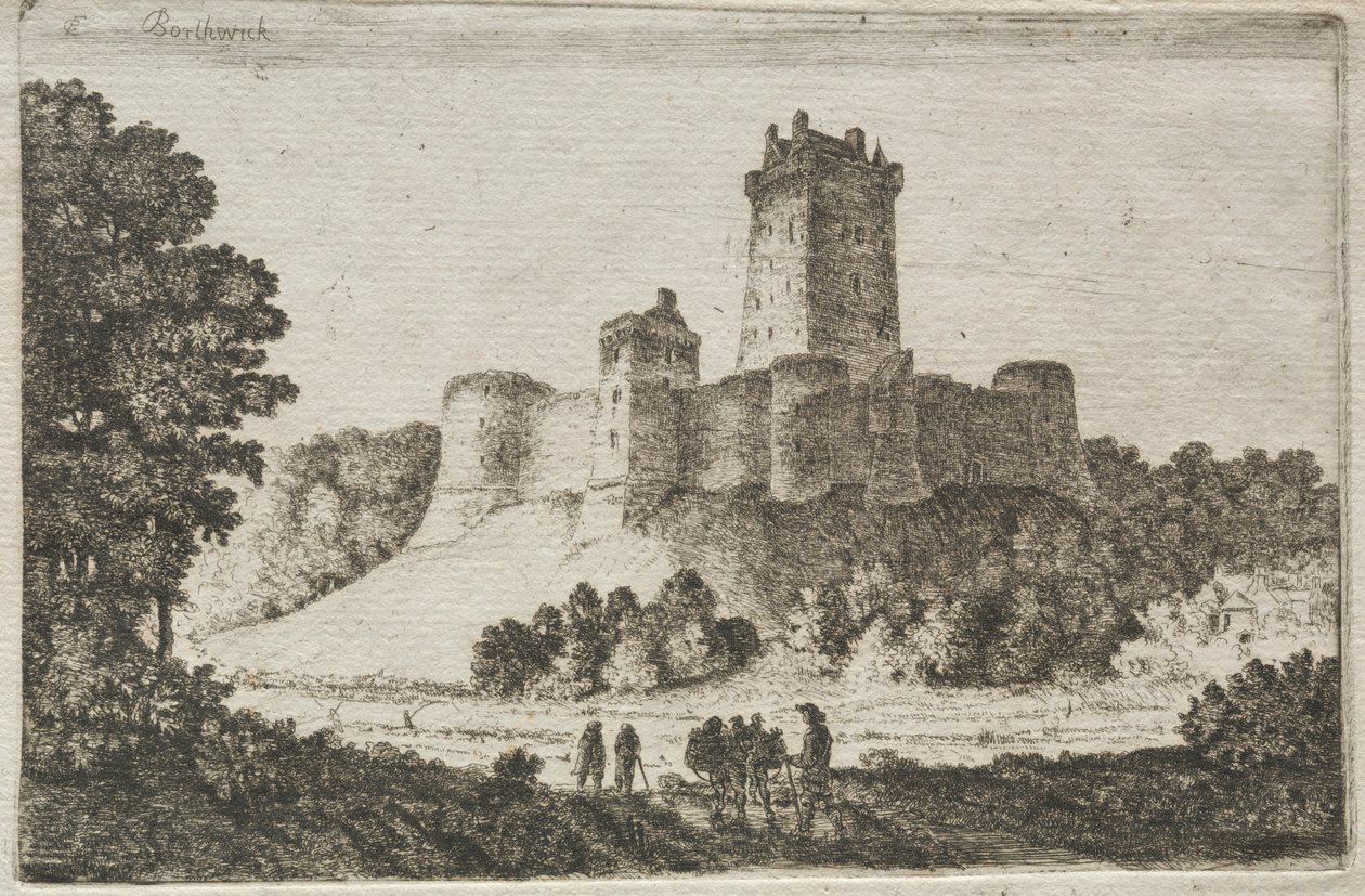 Borthwick Castle fra øst. af John Clerk of Eldin