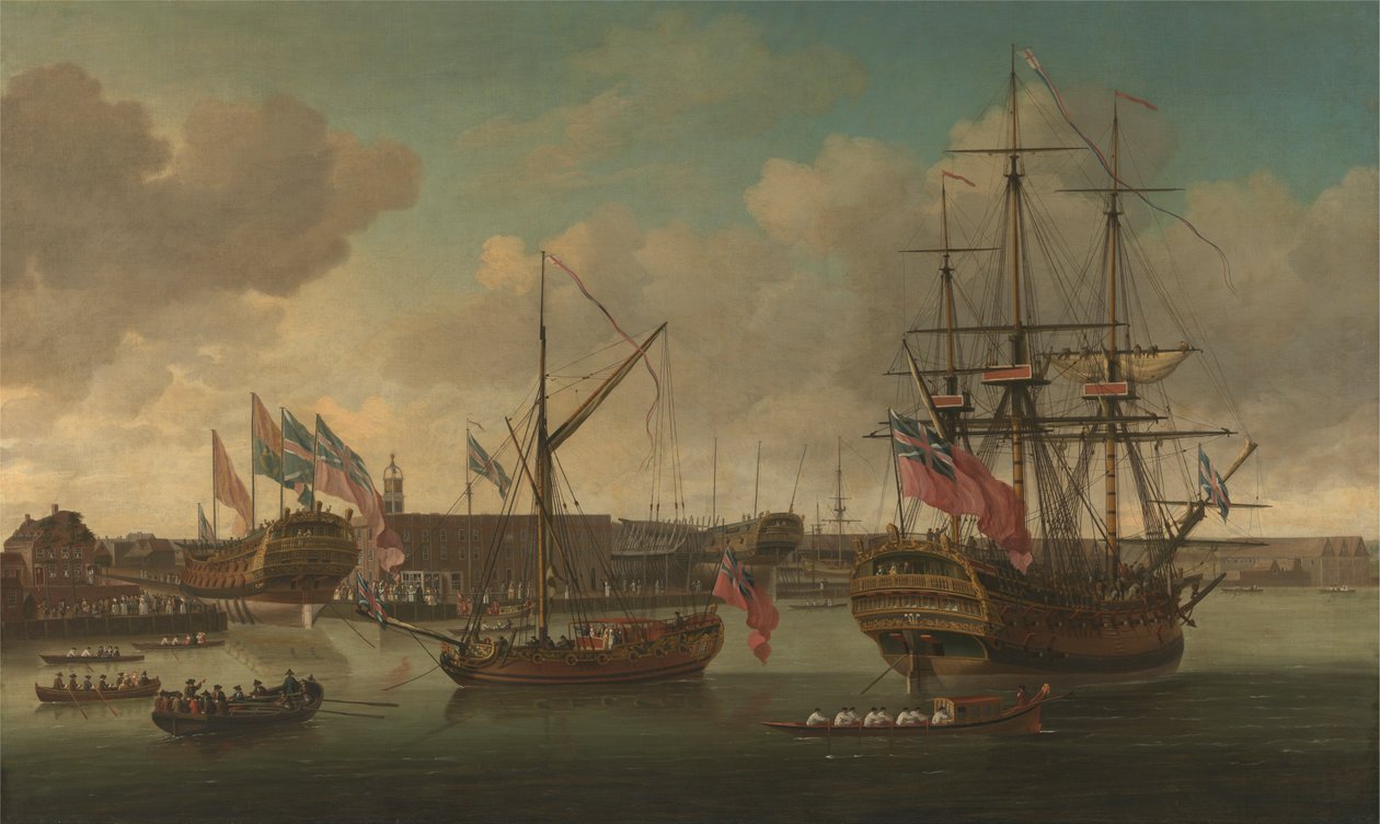 Lancering i Deptford af John Cleveley the elder