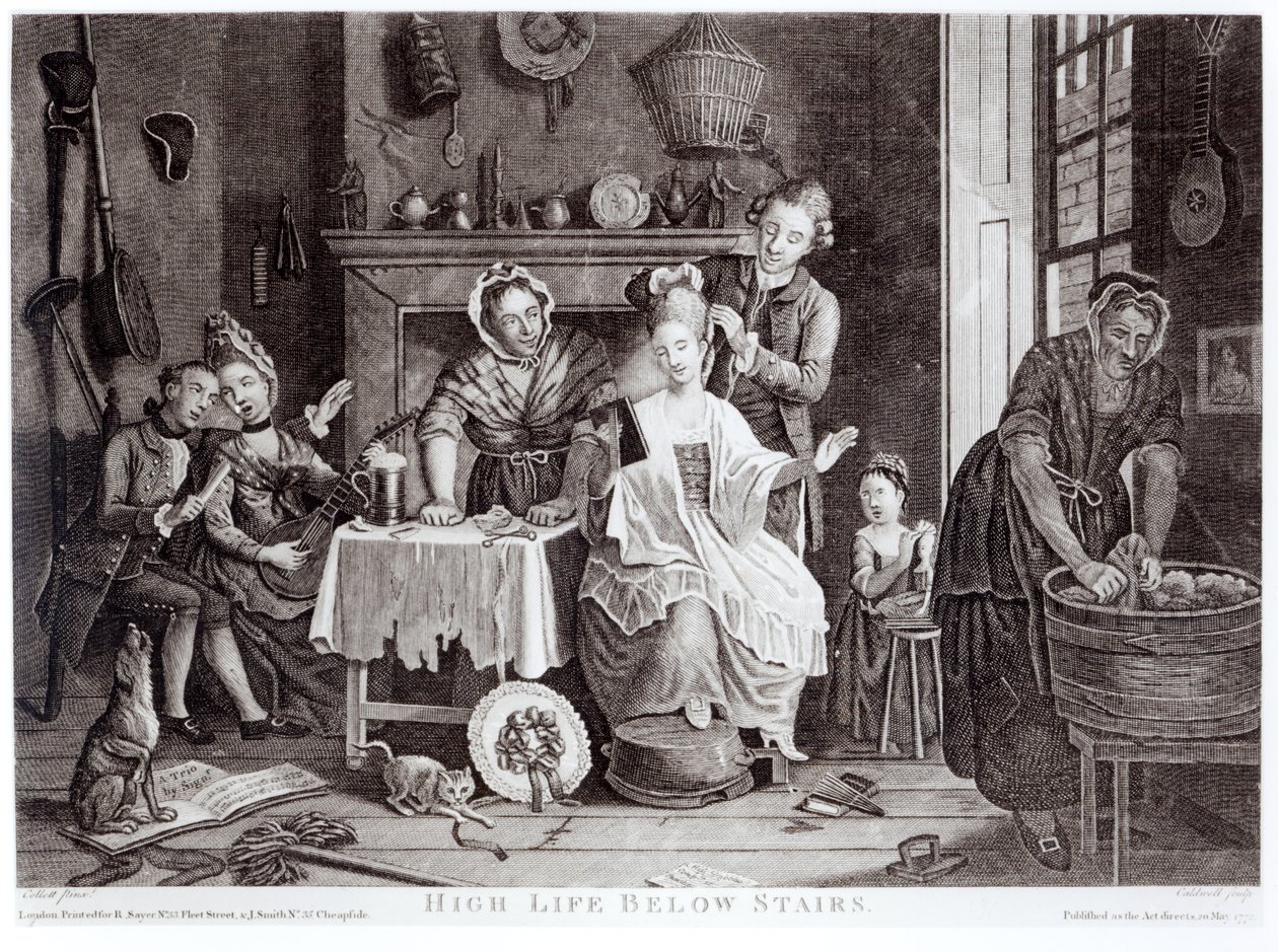 High Life Below Stairs, graveret af Caldwell, pub. i 1772 af John Collet