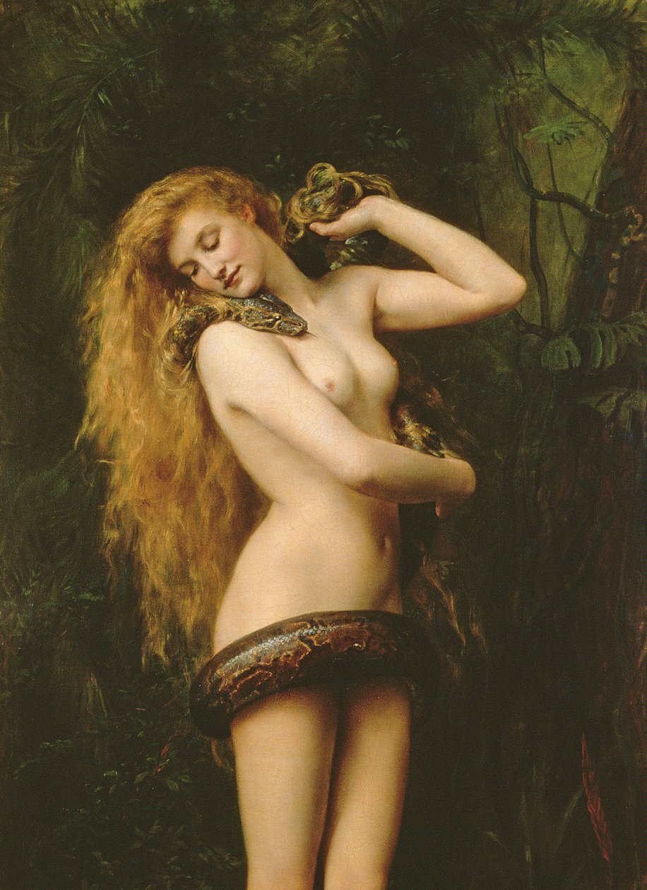 Lilith, 1887 olie på lærred detalje af 125798 af John Collier