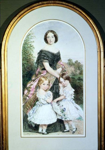 Portræt af en dame med sine to døtre af John Collingham Moore