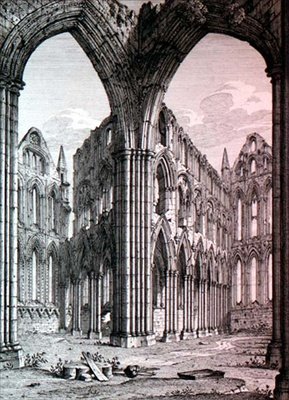 Whitby Abbey, Yorkshire, illustration fra 