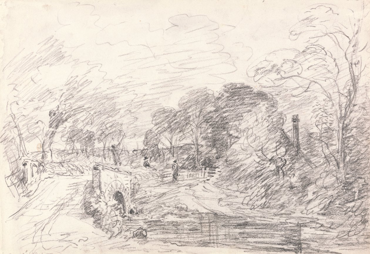 En bro nær Salisbury Court, måske Milford Bridge af John Constable