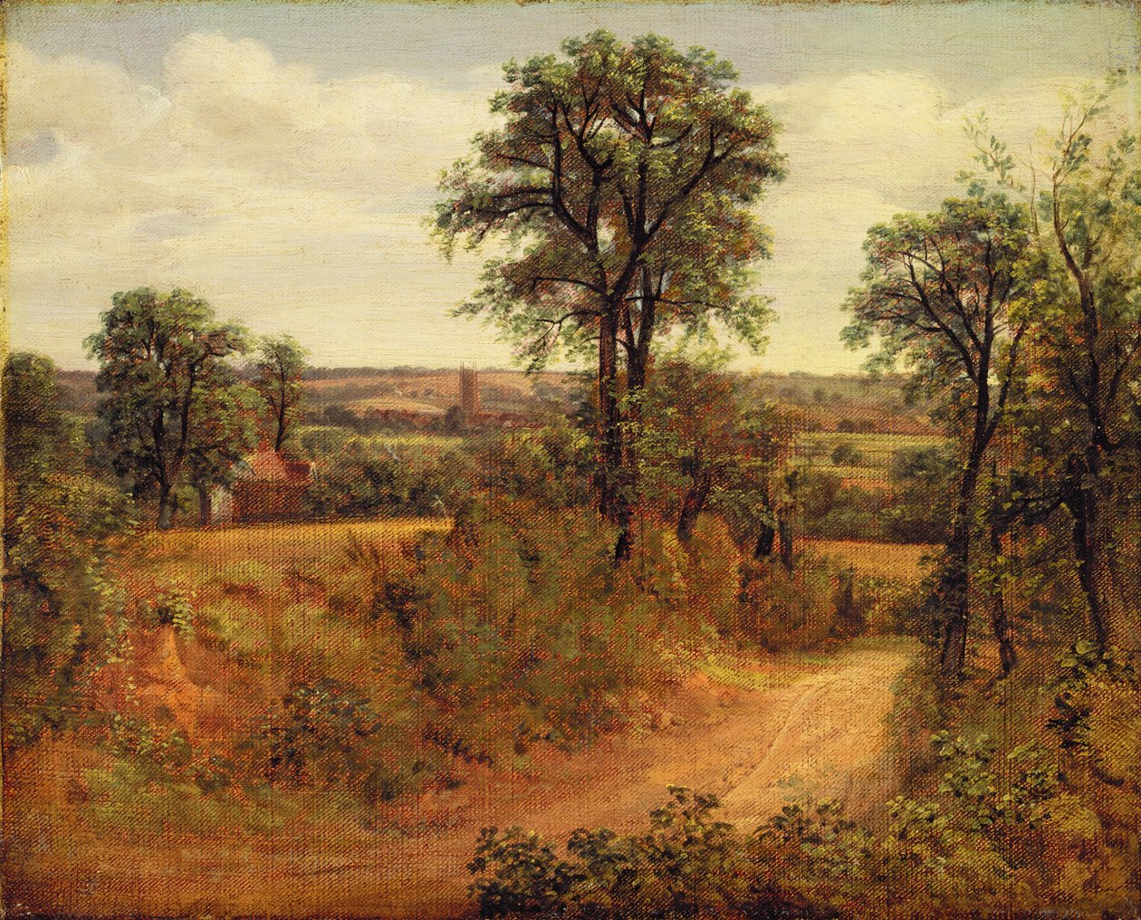 En vej nær Dedham, ca.1802 (olie på lærred) af John Constable