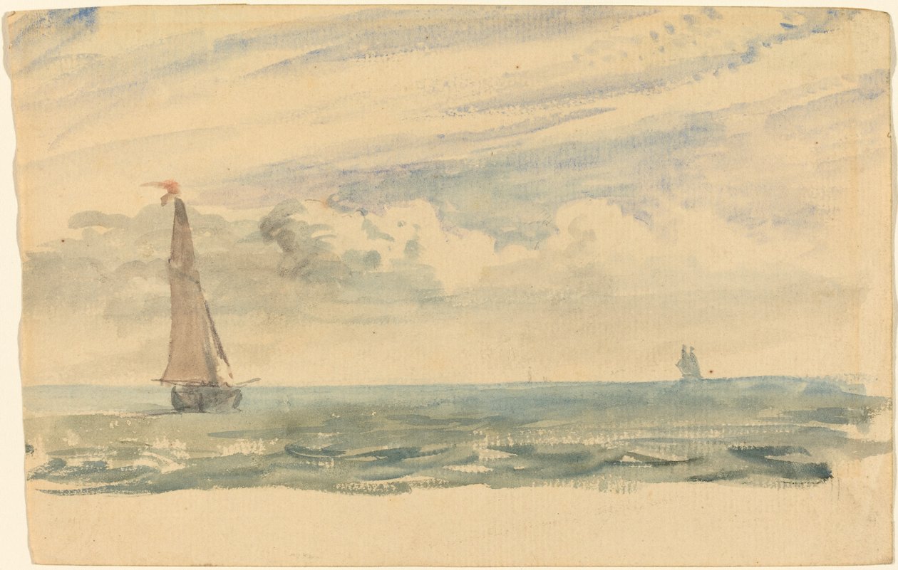 Et havlandskab med to sejlbåde af John Constable