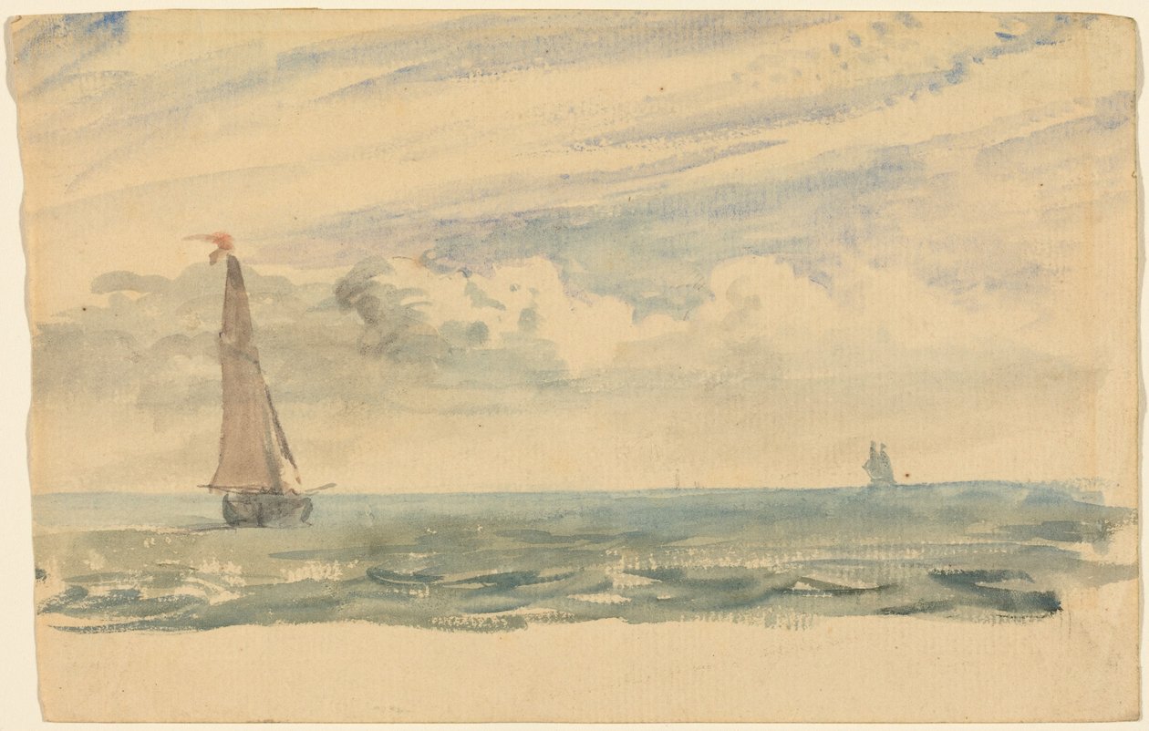 Et havlandskab med to sejlbåde af John Constable