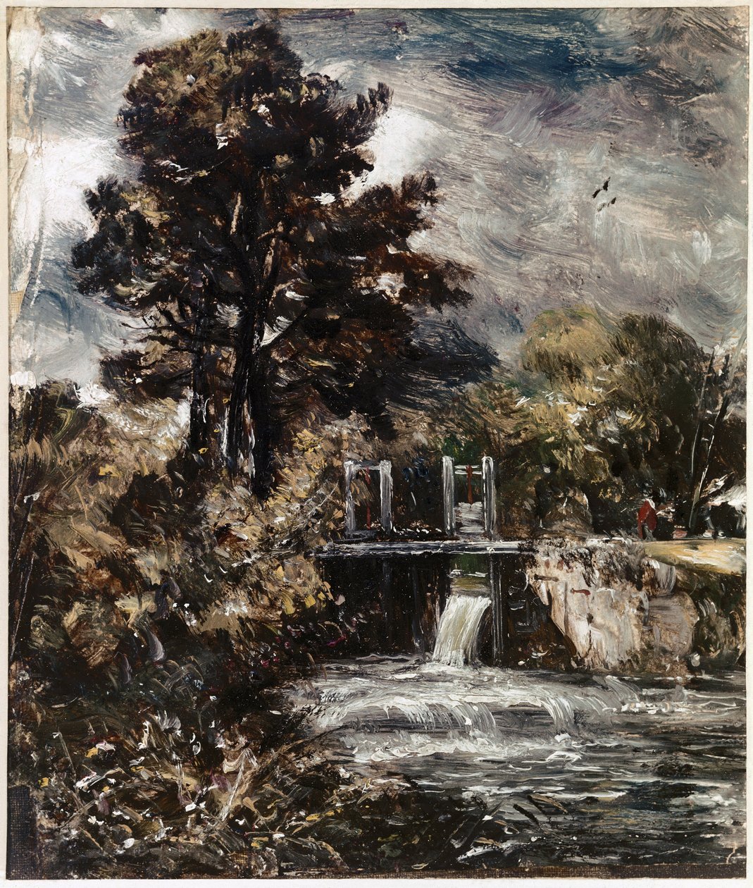 En sluse, måske på Stouren (olie på lærred af John Constable