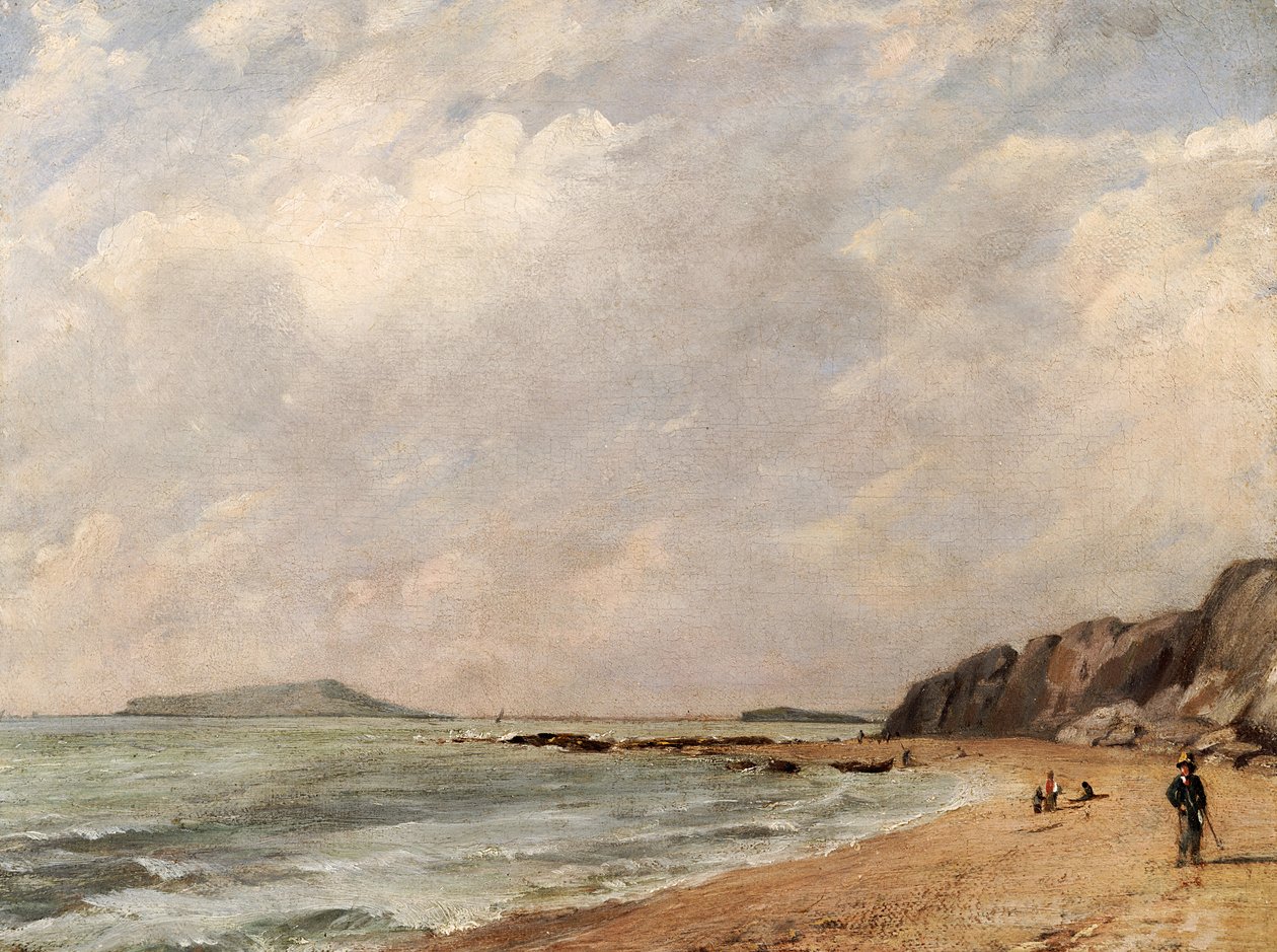 Udsigt over Osmington Bay, Dorset, med udsigt mod Portland Island af John Constable