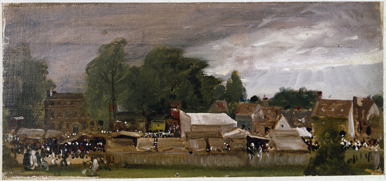 En landsbymesse, formentlig på Østre Bergholt (olie på lærred af John Constable