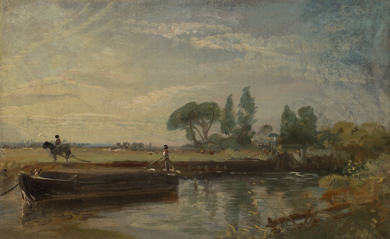 Pram under Flatford Lock af John Constable