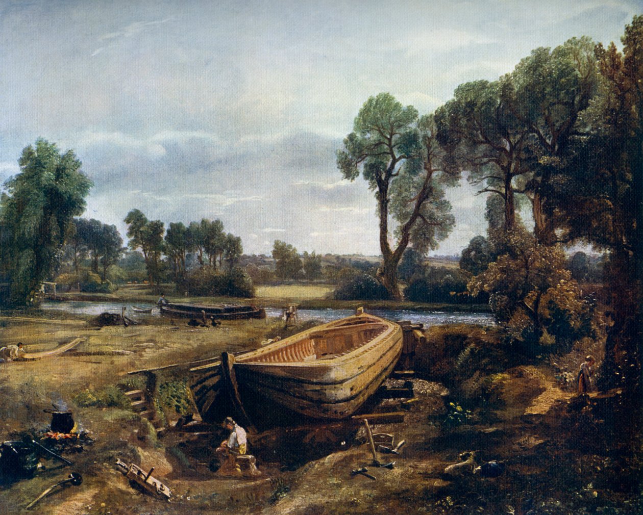 Bådbygning nær Flatford Mill, 1815, 1912. af John Constable