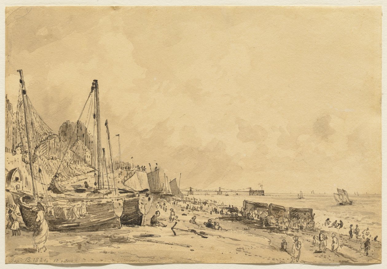 Brighton Beach, Looking East, 1824 af John Constable
