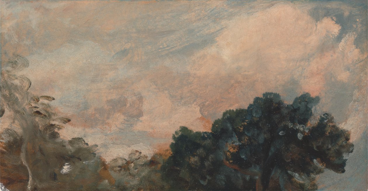 Skystudie med træer, Studie af skyer og træer, 1821. af John Constable