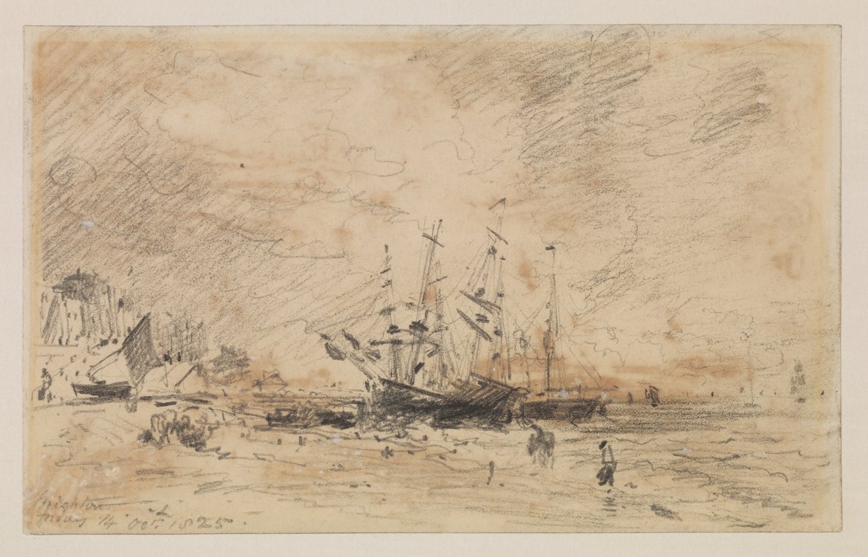 Colliers på stranden i Brighton, 14. oktober 1825 af John Constable