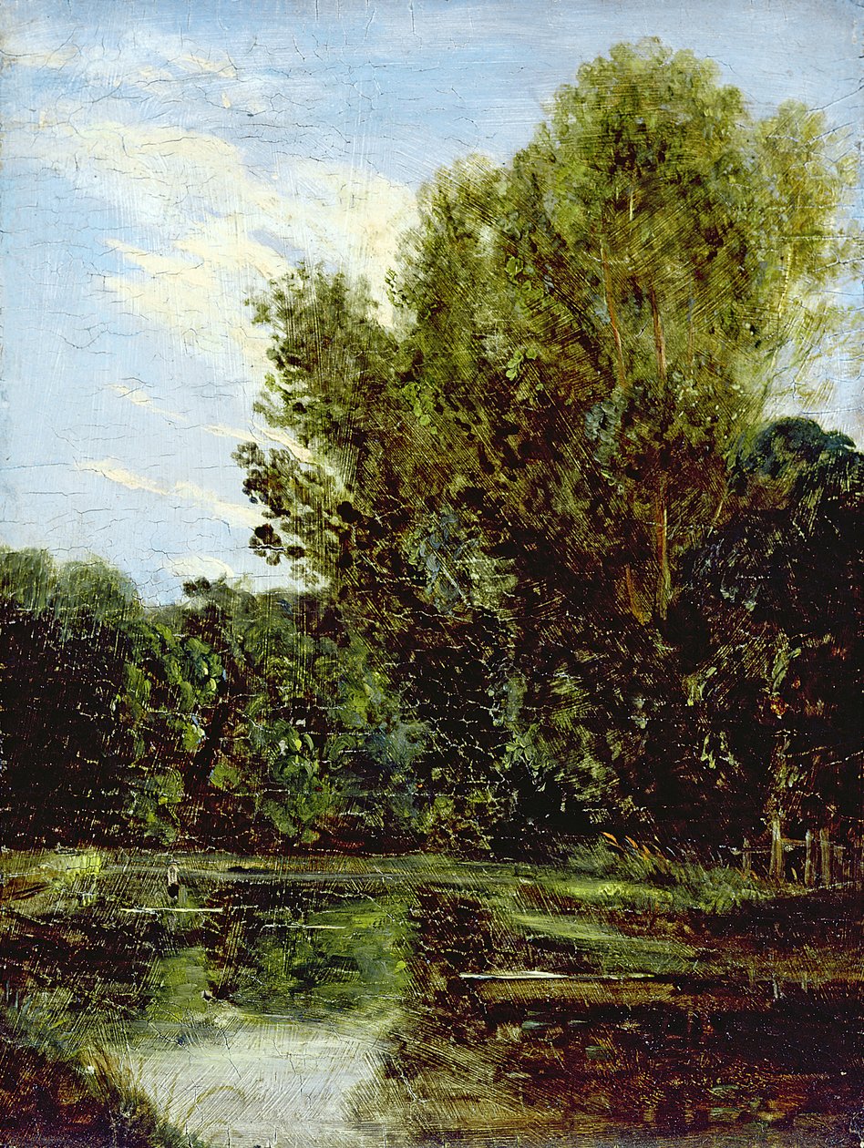 Hjørne af Hampstead Ponds (olie om bord) af John Constable