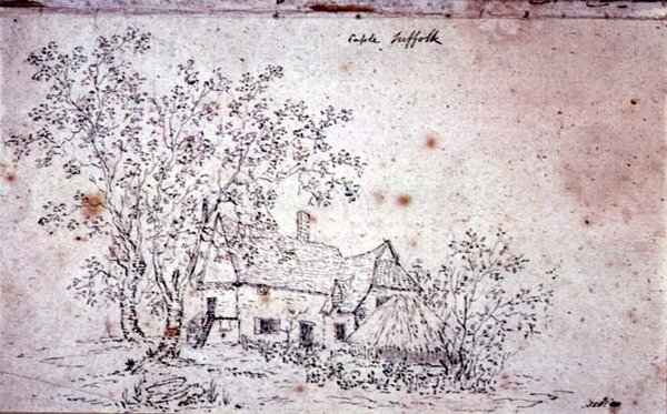 Cottage at Caple, Suffolk (tegning) af John Constable