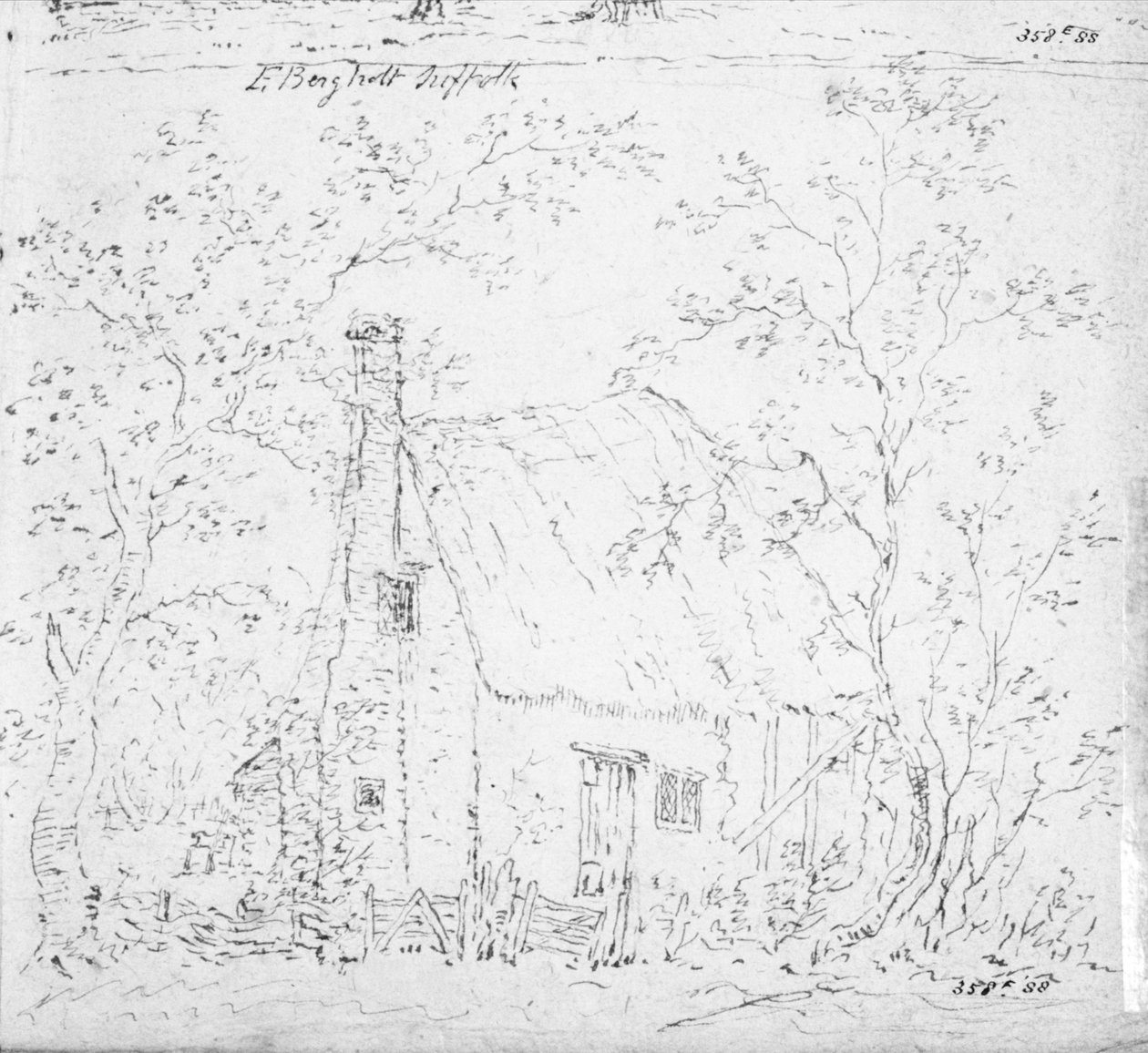 Sommerhus på Østre Bergholt (tegning) af John Constable