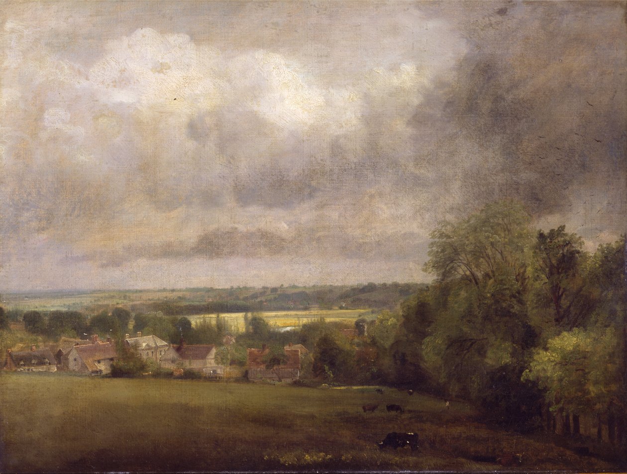 Landsby ved floden Stour af John Constable