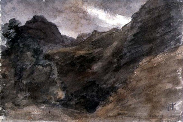 Eagle Crag, Borrowdale, 1806, (recto) (blyant og wc) af John Constable