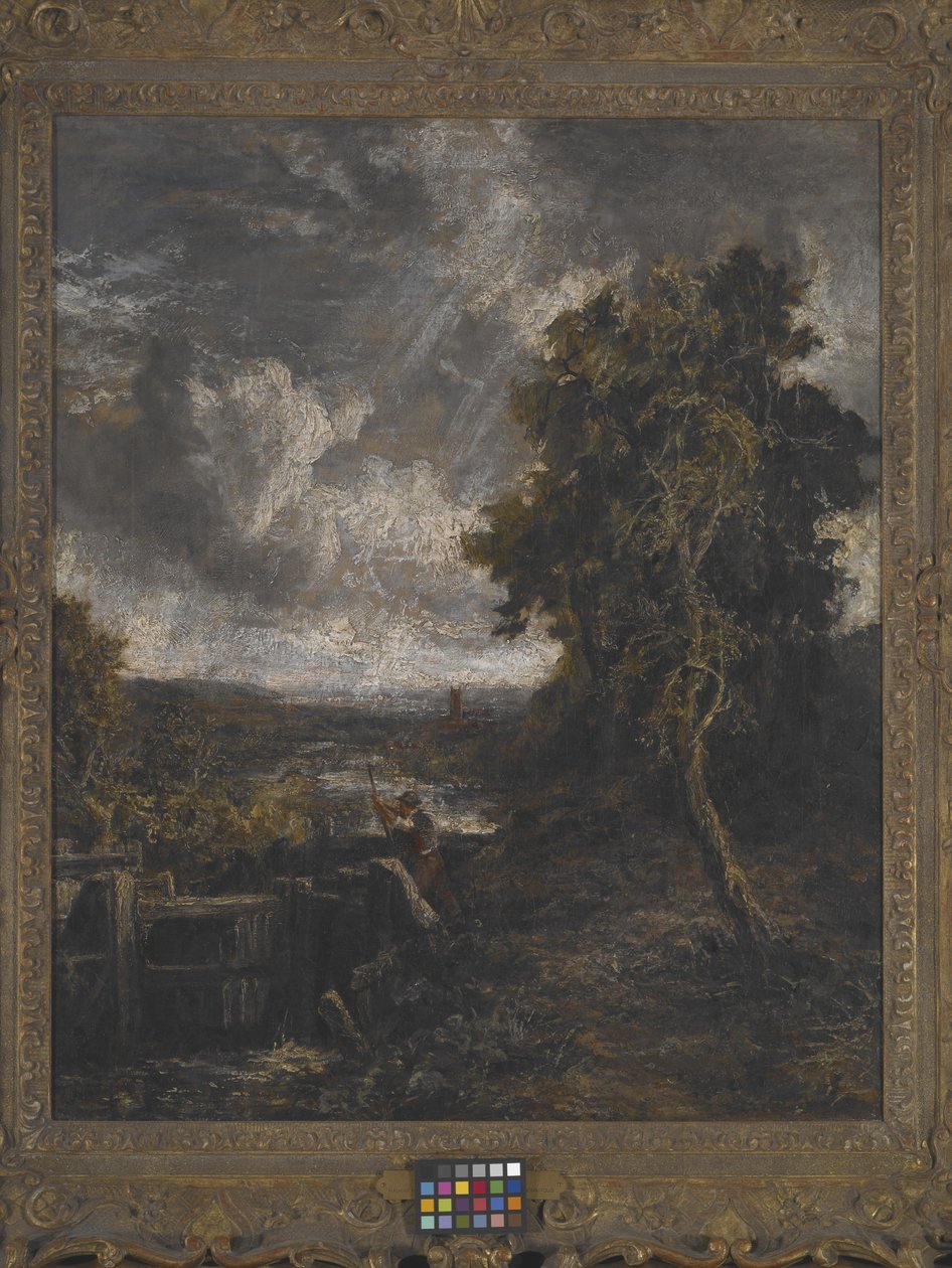 East Bergholt - Lock On Stour (olie på lærred) af John Constable