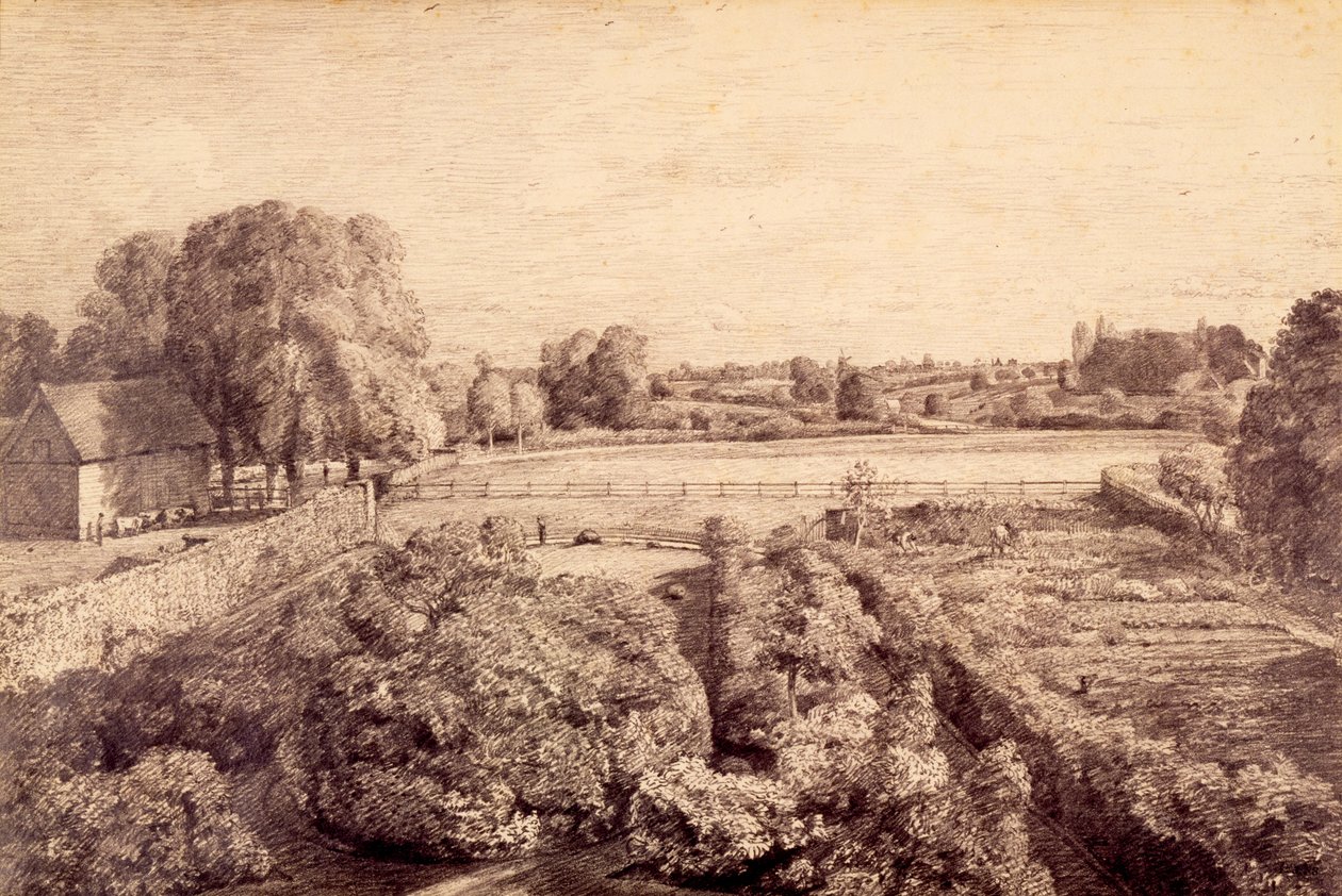 Øst Bergholt - Udsigt over køkkenhave til Golding Konstabels Hus af John Constable