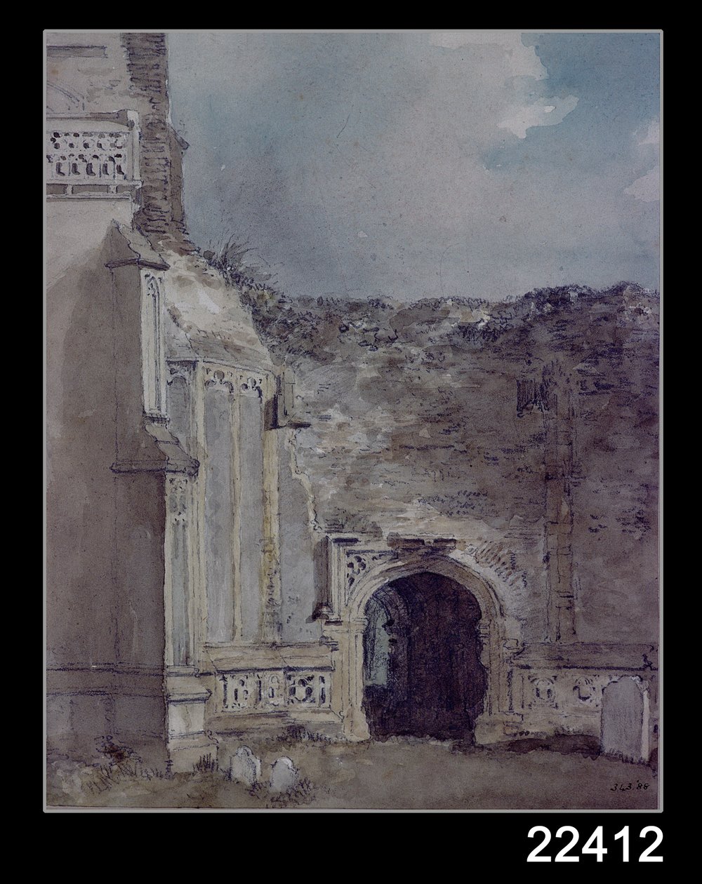 Østre Bergholt Kirke: Det ødelagte tårns nordlige buegang af John Constable