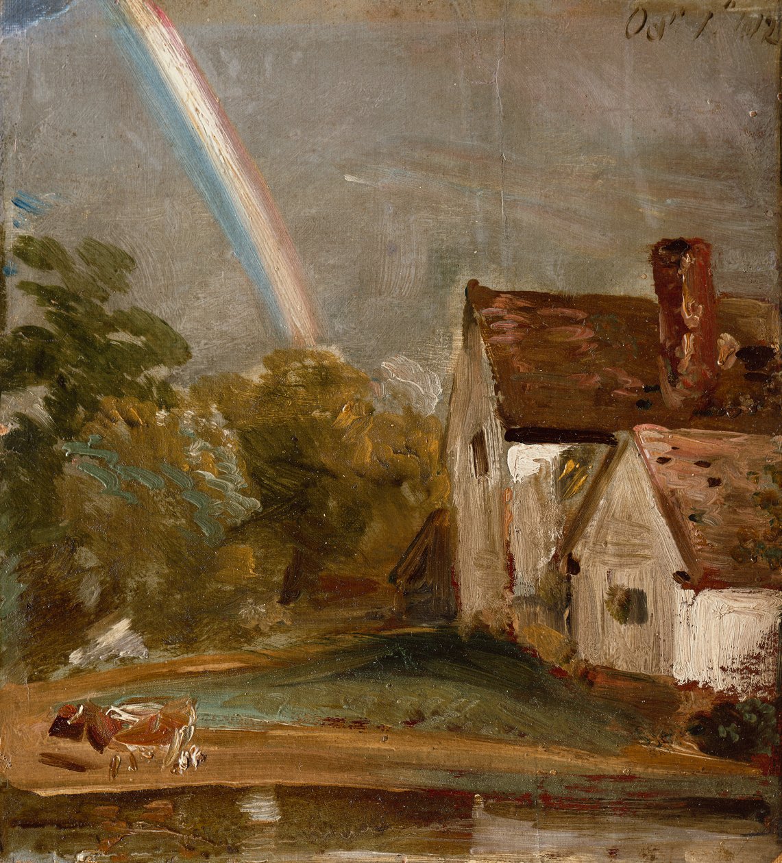 Flatford Lock and Mill (olie) af John Constable