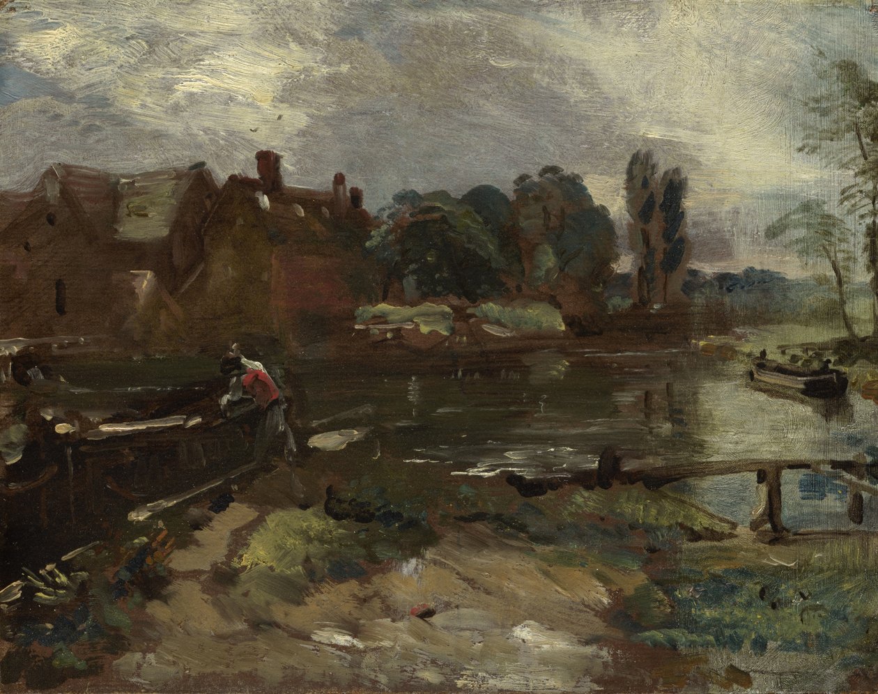 Flatford Mølle fra slusen, ca. 1810 af John Constable