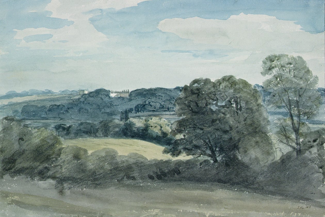 Landskab med bygninger i det fjerne (akvarel) af John Constable
