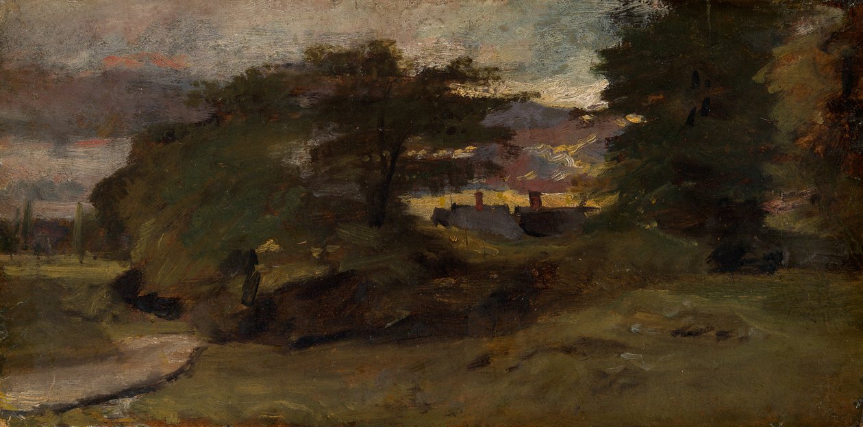 Landskab med hytter af John Constable