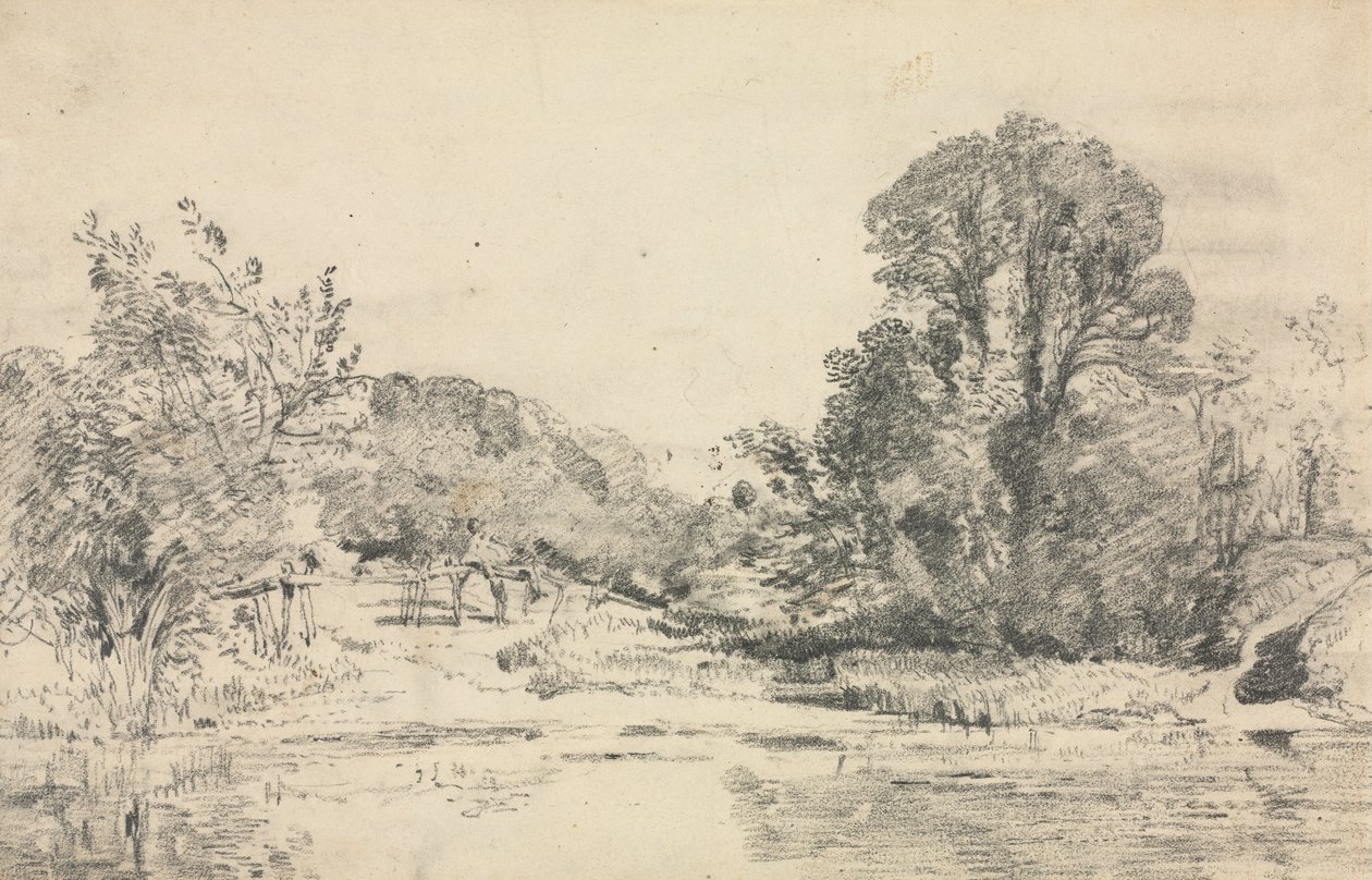 Landskab med træer omkring en dam. af John Constable