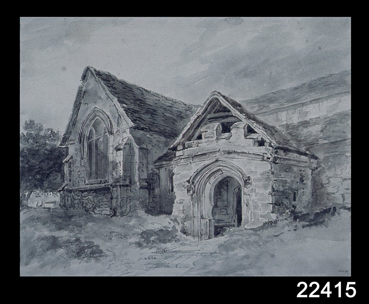 Våbenhus og tværskib af en kirke, ca. 1850-11 af John Constable