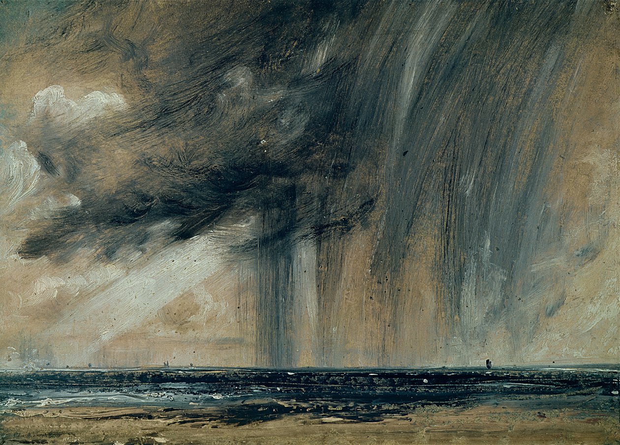 Regnstorm over havet, ca. 1824-28 (olie på papir lagt på lærred) af John Constable