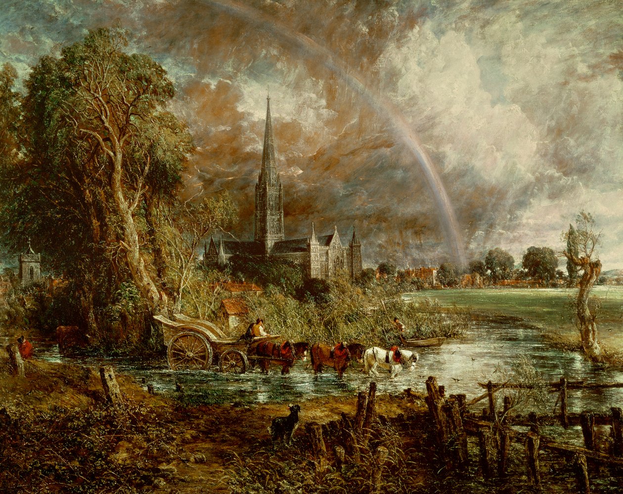 Salisbury Cathedral From the Meadows, 1831 (se 188984-188985 for detaljer) af John Constable