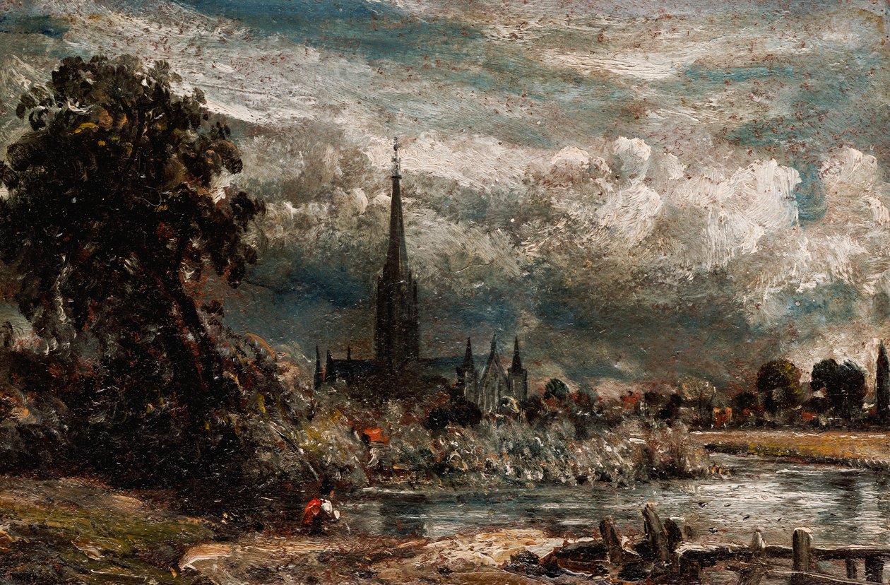 Salisbury Cathedral fra Long Bridge nær Fisherton Mill af John Constable