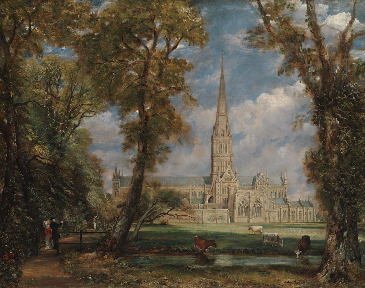 Salisbury Cathedral fra Bishops Grounds, ca. 1825. af John Constable