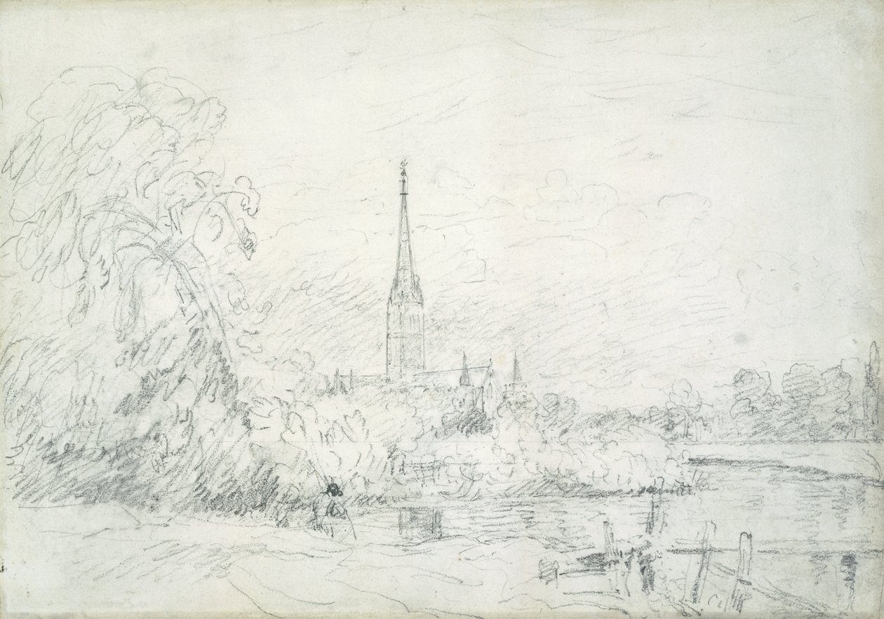 Salisbury Cathedral set fra nordvest, 1829 (grafit på papir) af John Constable