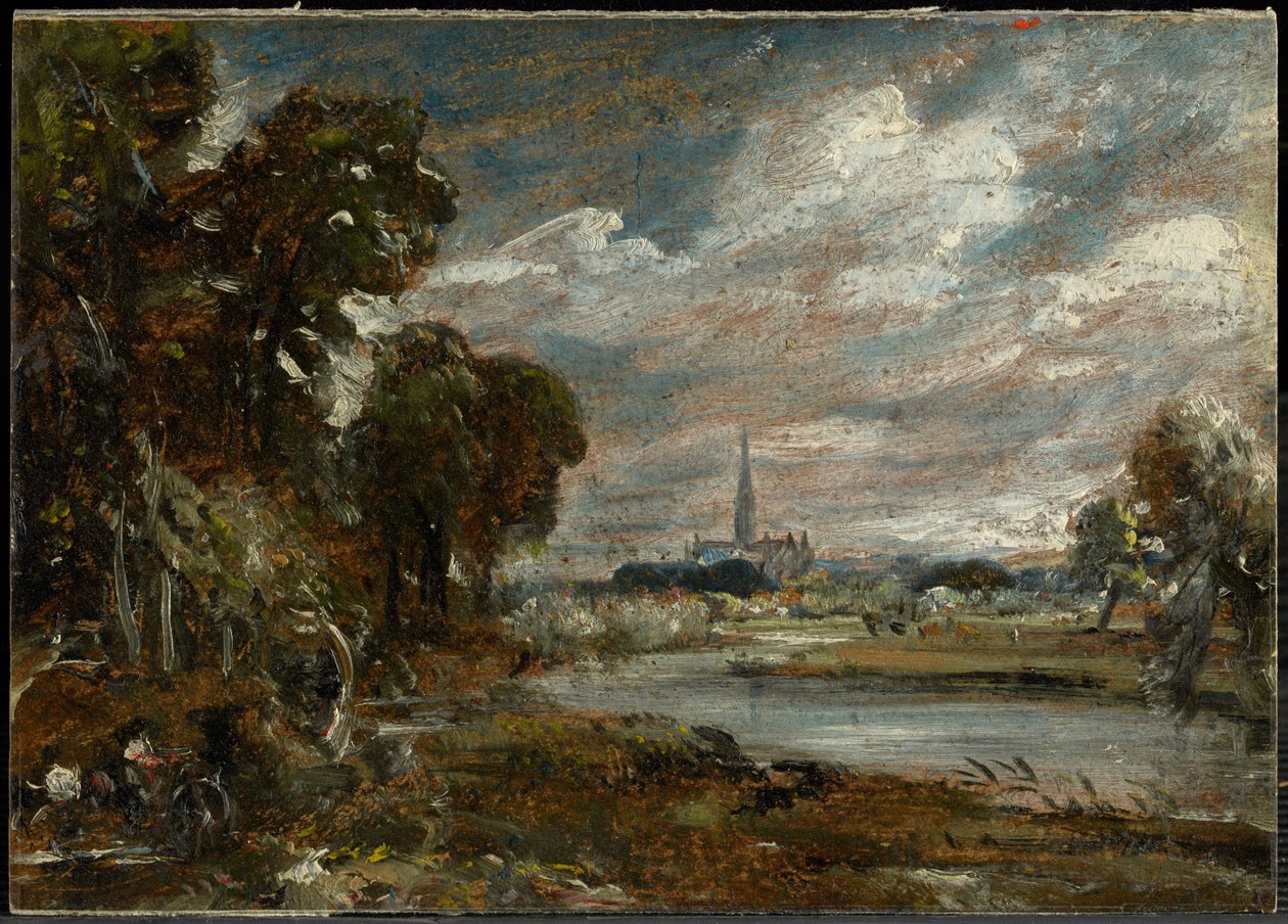 Salisbury-katedralen set fra floden Nadder af John Constable