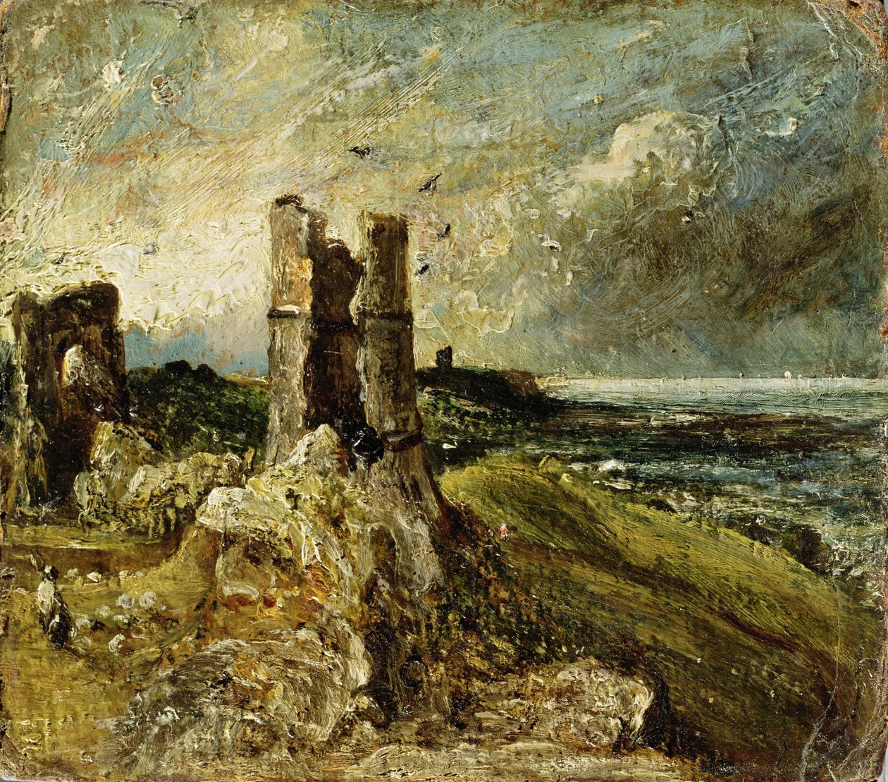 Skitse af Hadleigh Castle (recto) (olie på møllebræt) af John Constable