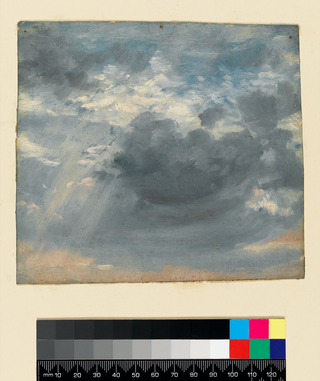 Himmelstudie med en solstråle, ca. 1822 (olie på papir) af John Constable