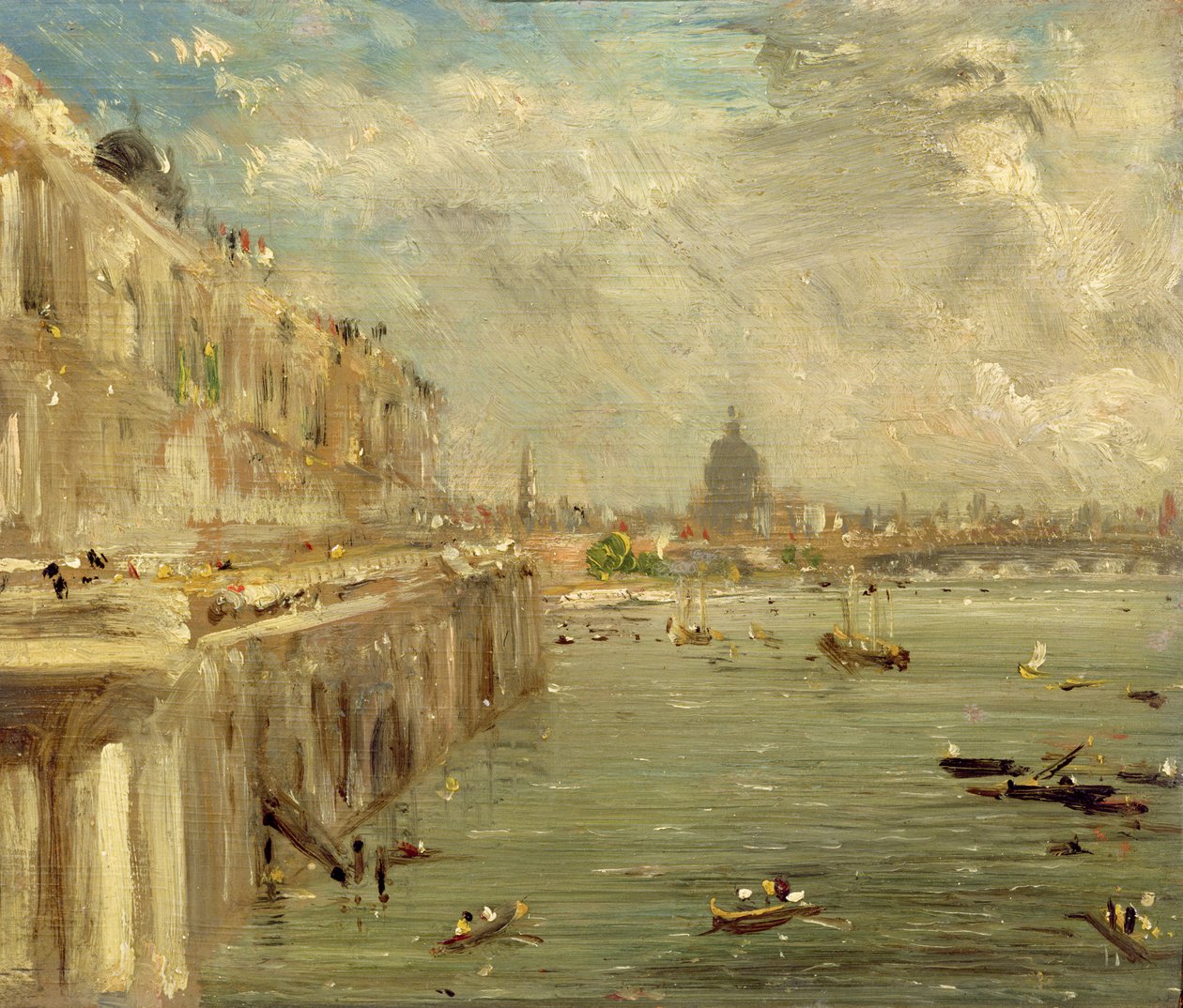 Somerset House Terrace fra Waterloo Bridge, ca. 1819 af John Constable