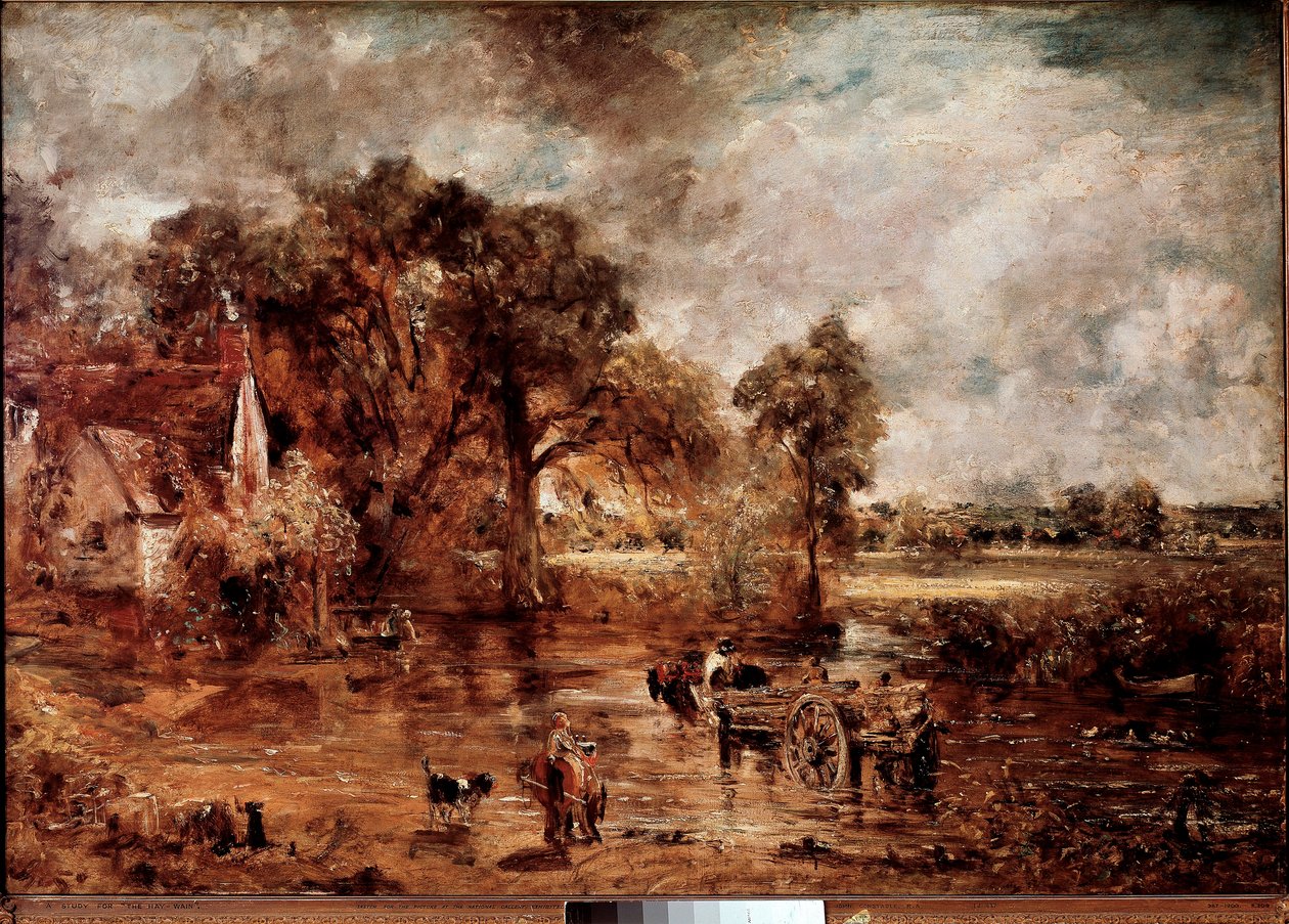 Undersøgelse for "" The hay wain"". Maleri af John Constable (1776-1837) 1820-1821 søn. 137x188 cm London, Victoria and Albert Museum af John Constable