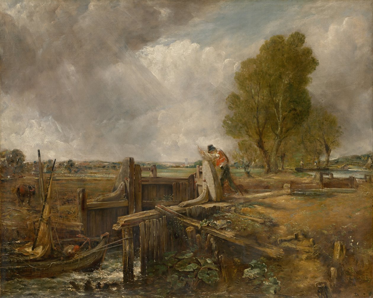 Studie af "En båd, der passerer en sluse" af John Constable
