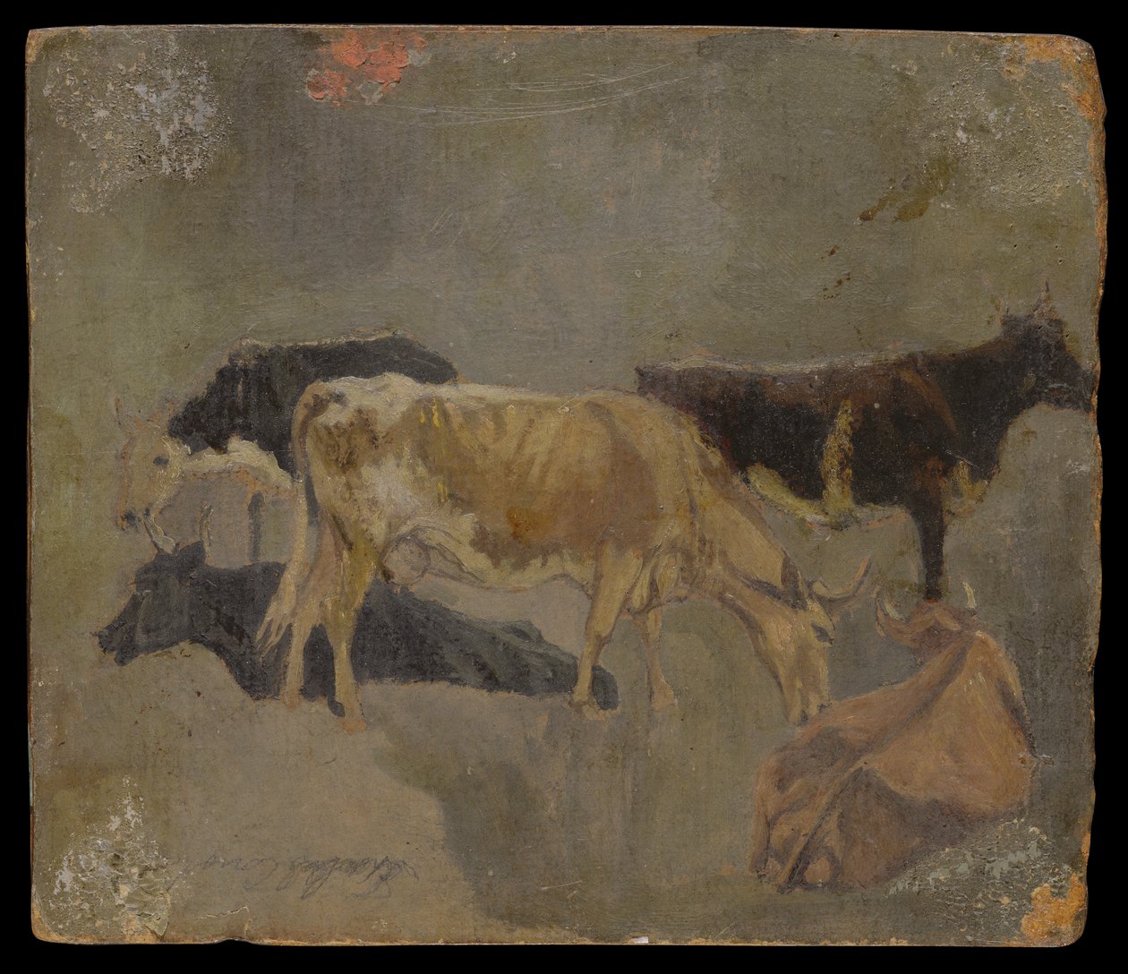 Undersøgelse af fem hornede kvæg (verso) (olie på møllebræt) af John Constable