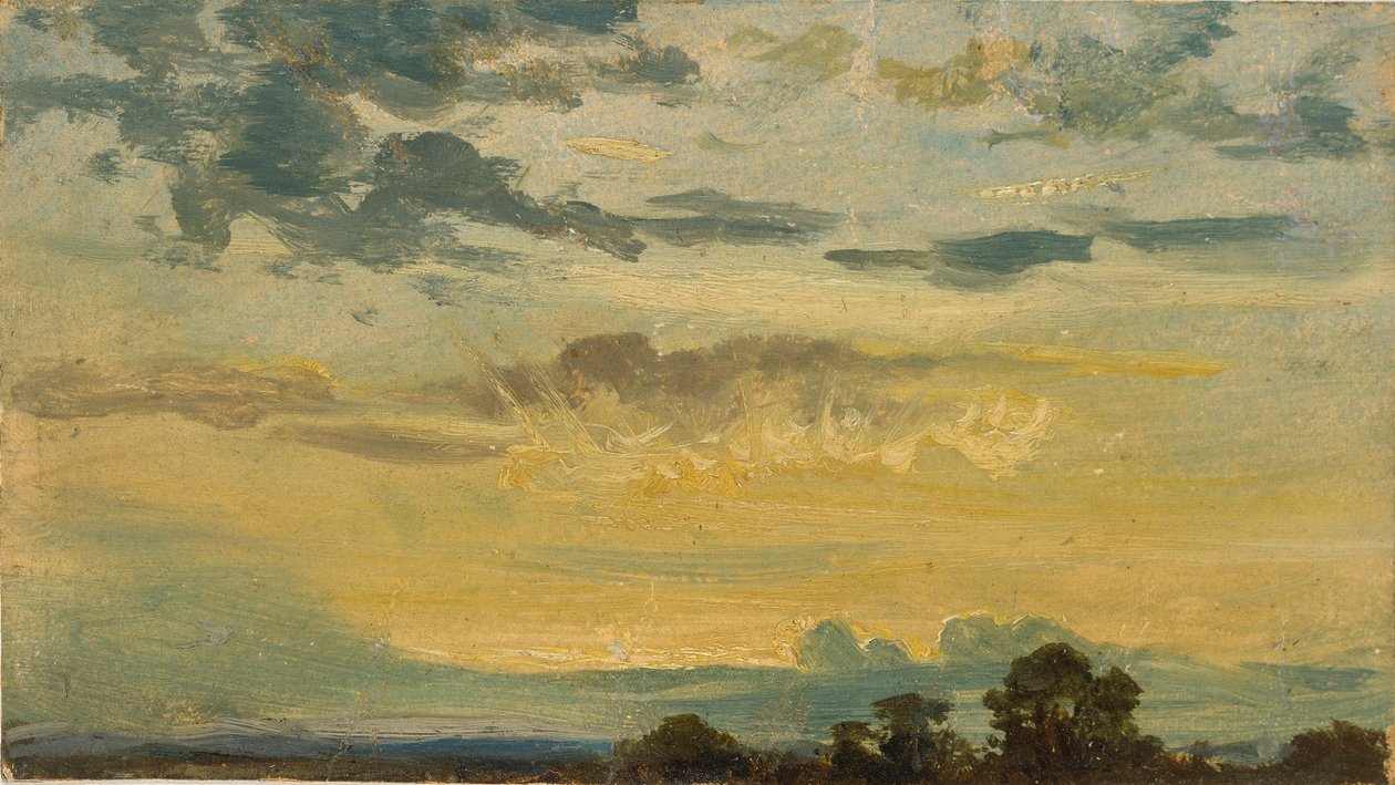 Sommersolnedgang, begyndelsen af det 19. århundrede af John Constable