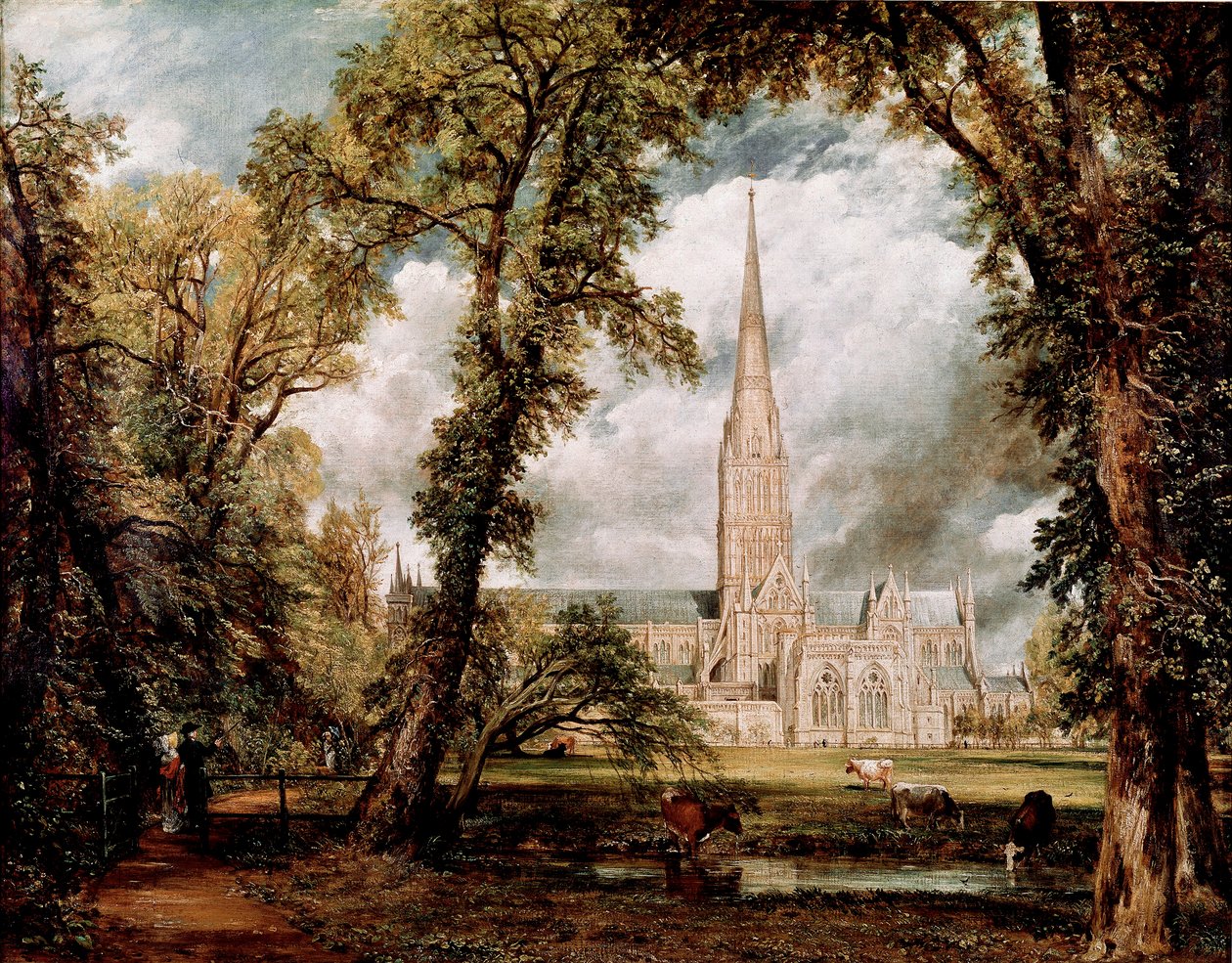 Katedralen i Salisbury set fra Gardens of the Eveche Maleri af John Constable (1776-1837) 1823 Søn. 87,6x111,8 cm London, Victoria and Albert museum af John Constable