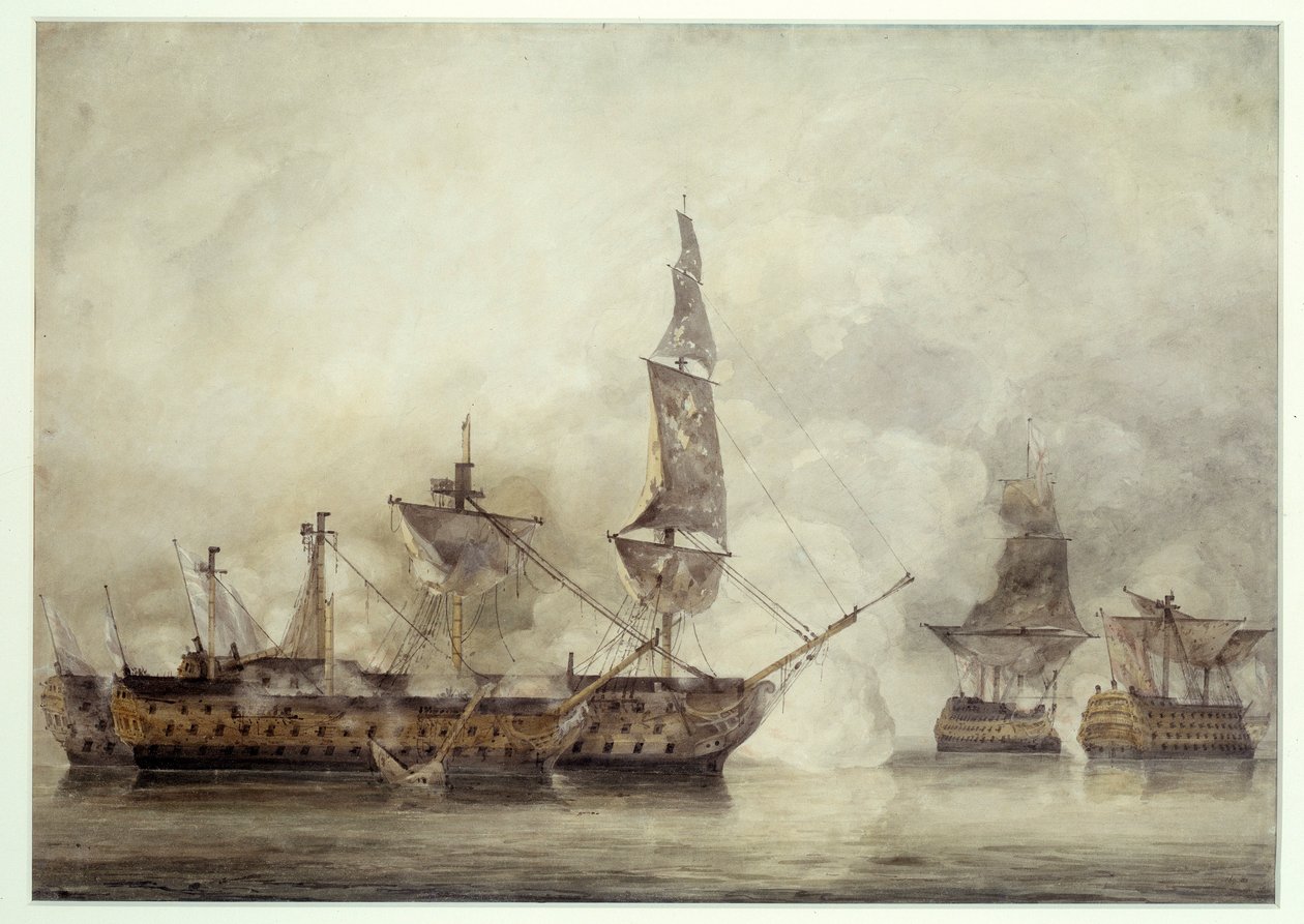 "Sejren" har Trafalgar mellem to franske skibe (1805). Tegning af John Constable (1776-1837) af John Constable