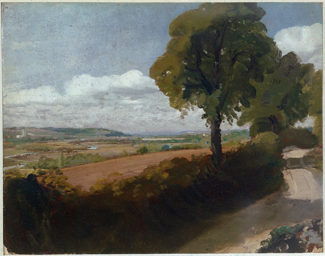 Udsigt over Dedham fra vejen fra East Bergholt Church til Flatford (olie på lærred af John Constable
